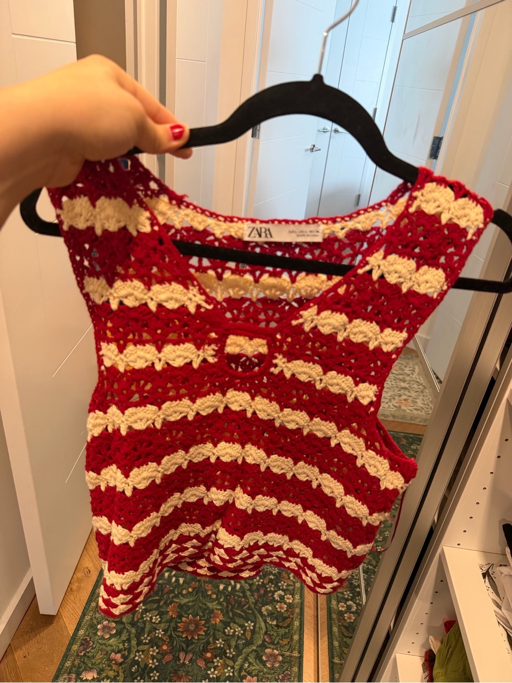 Zara Red and Cream Crochet Camisole